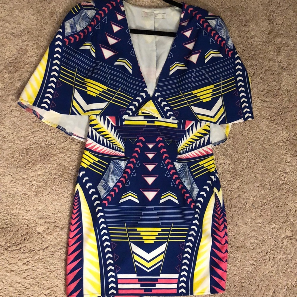 Aztec cape mini dress